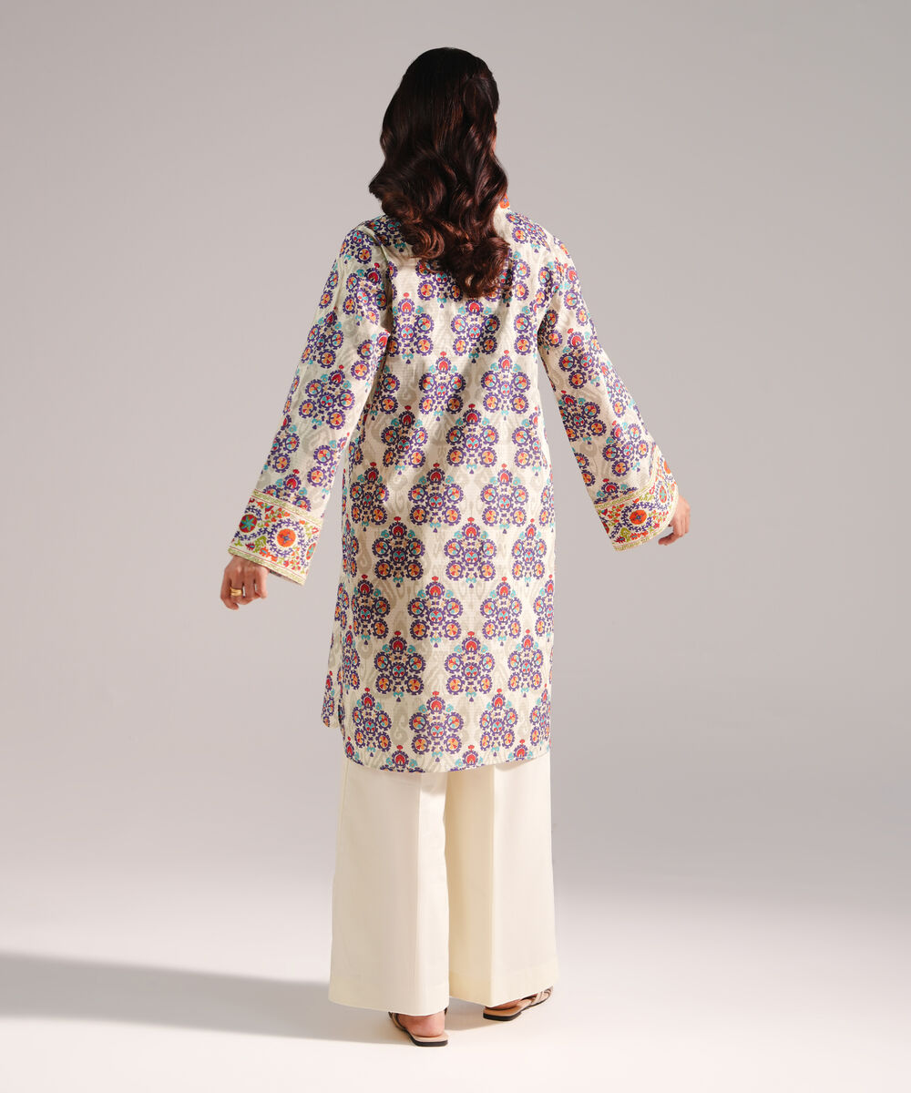 Women's RTW Dobby Printed Grey Straight Shirt