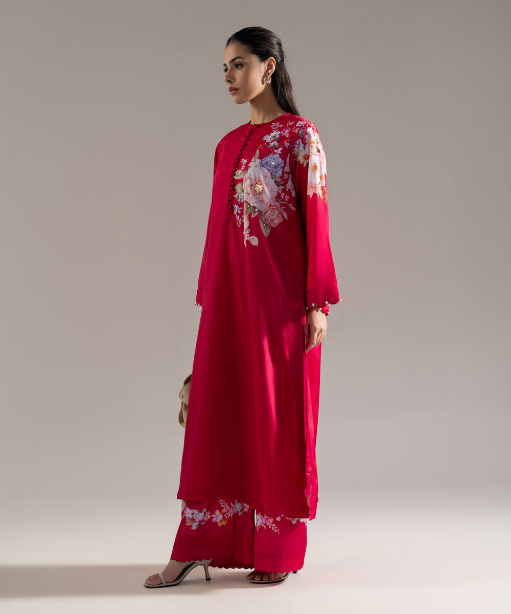 Women's RTW Printed Pink Blended Grip 2 Piece Suit