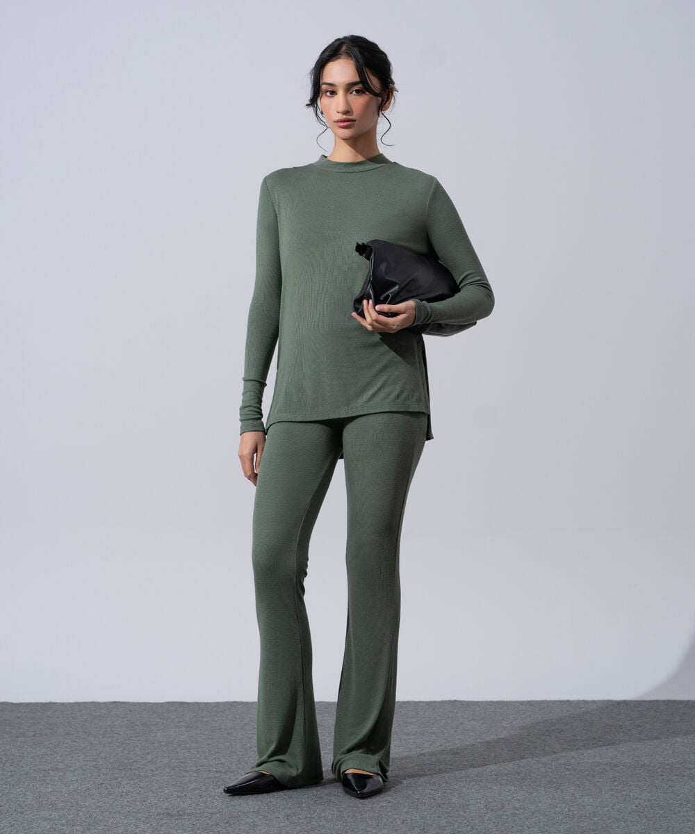 Women's Western Wear Green Slim-Fit Trousers