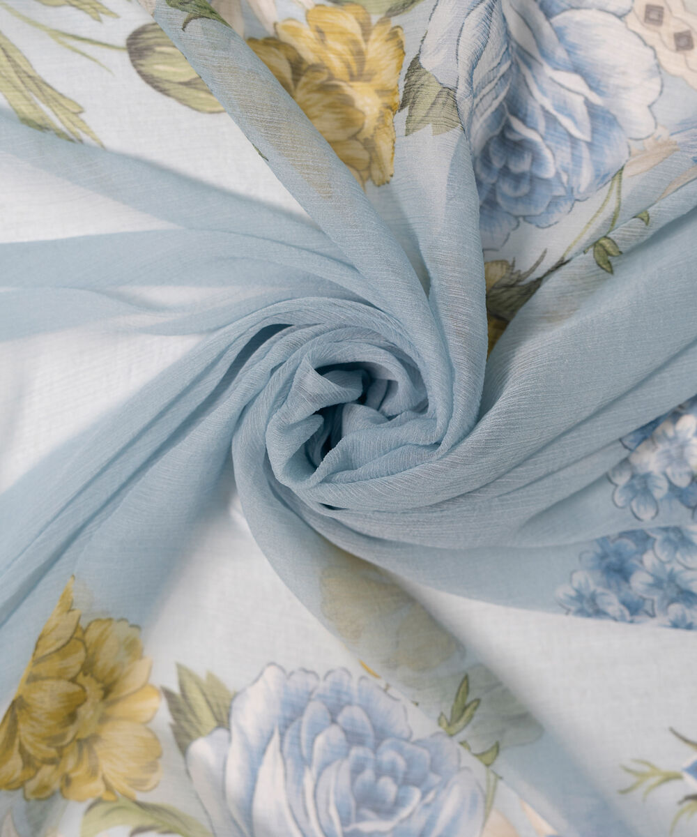 Chiffon Printed Blue Dupatta