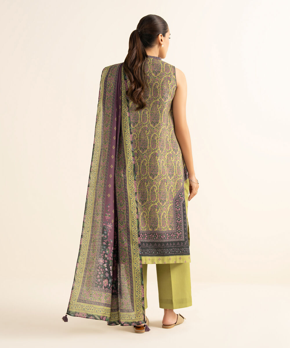 Women's Unstitched Light Khaddar Printed Multi 3 Piece Suit