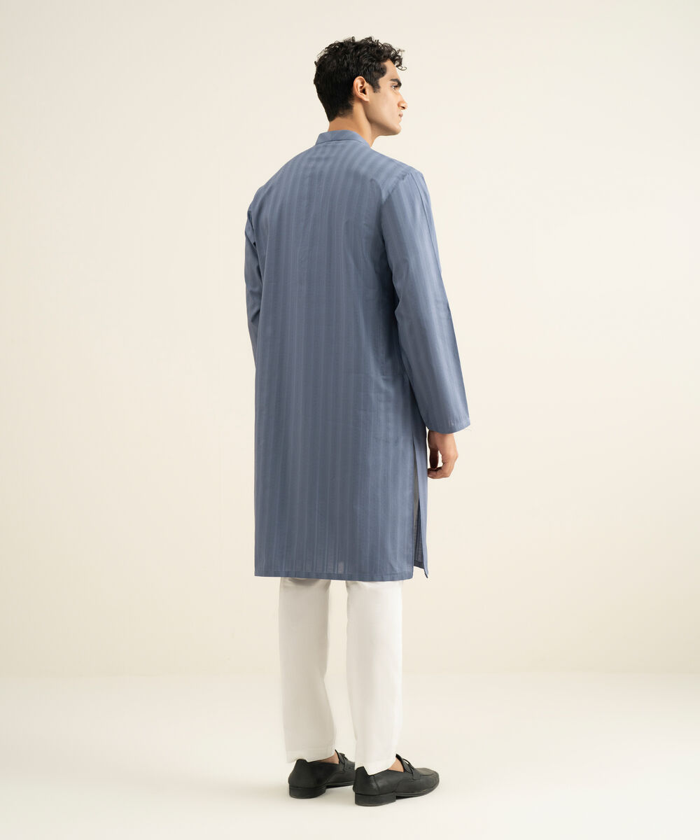 Men's grey Leno Jacquard Kurta