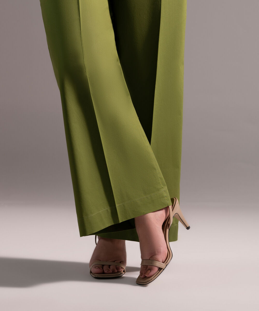 Women's RTW Cambric Solid Green Culottes