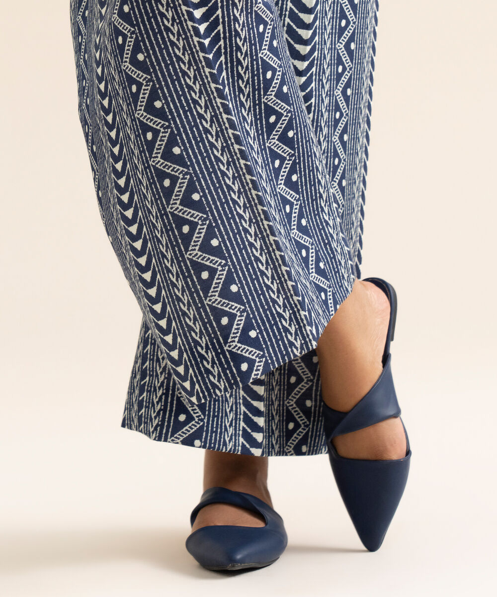 Women's Unstitched Premium Khaddar Blue & White Trouser