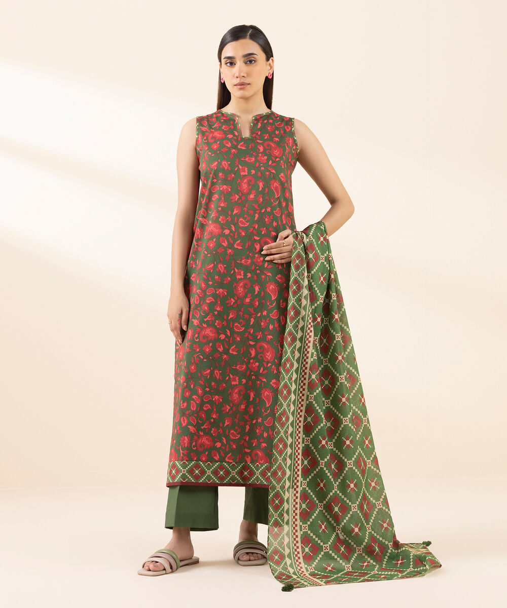 Women's Unstitched Lawn Printed Multi 3 Piece Suit