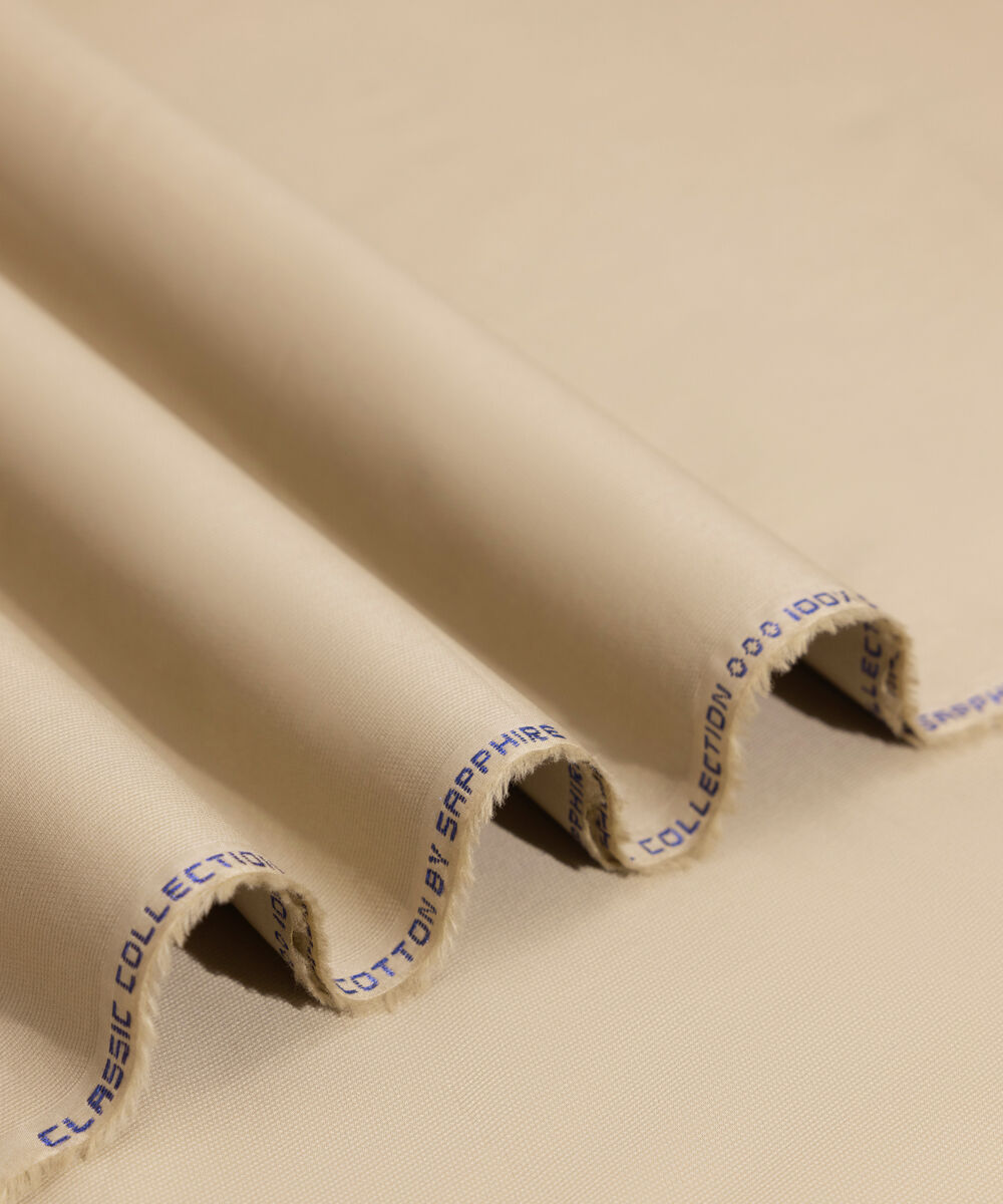 Men's Unstitched 2-Piece Cotton Dobby Beige Suit