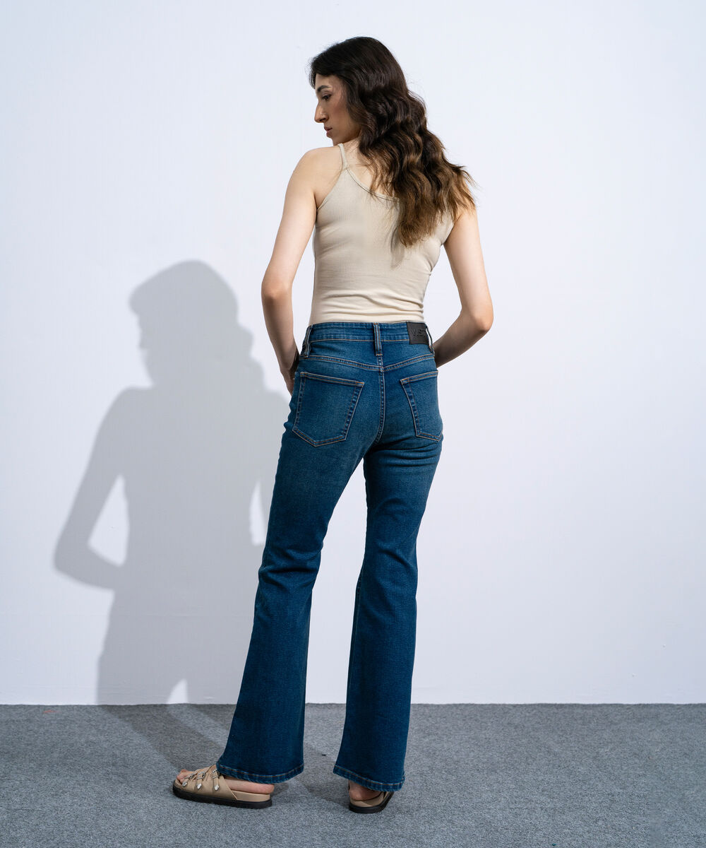 Women's Mid Wash High Rise Bootcut Jeans