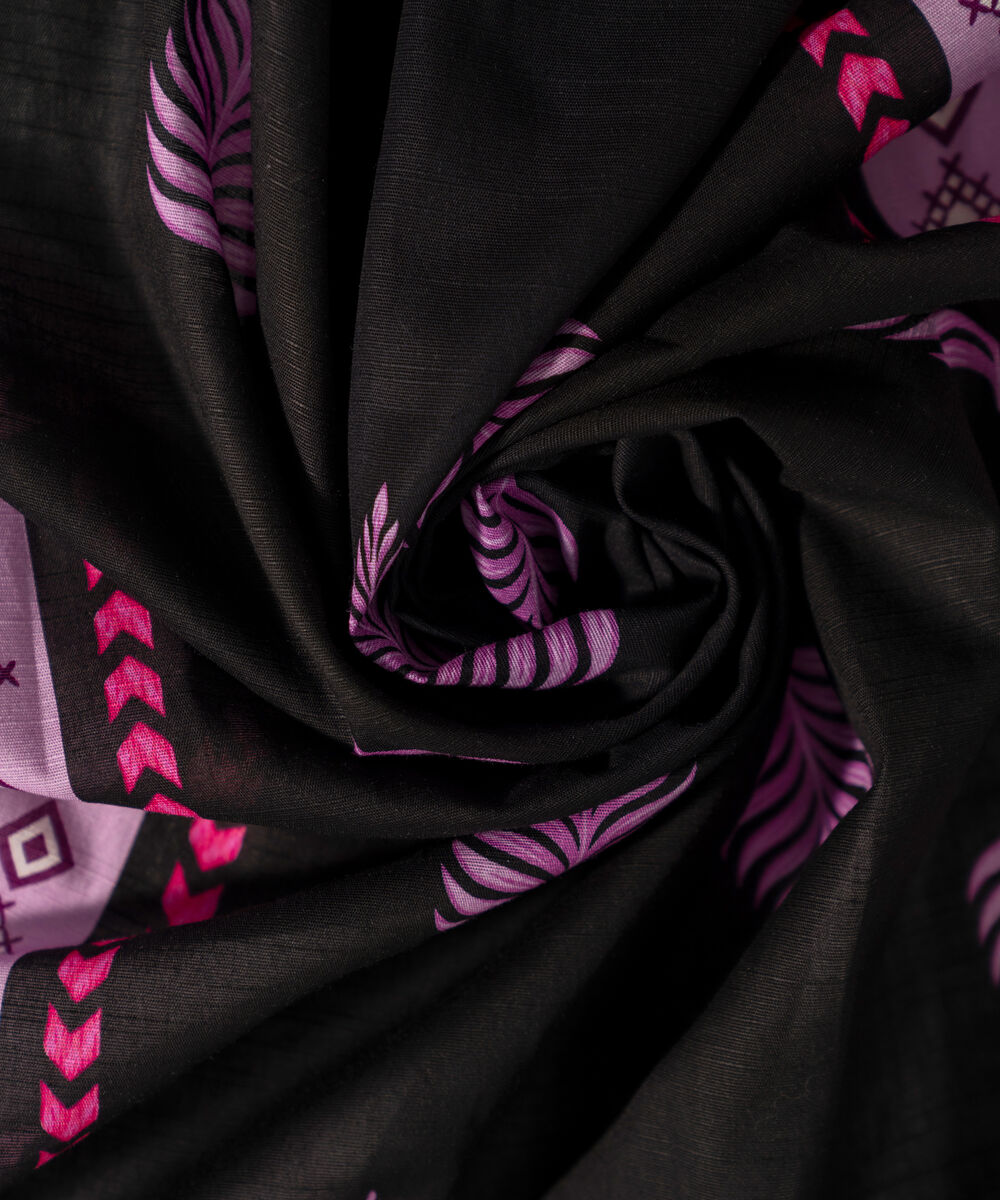 Women's RTW Printed Black Khaddar Dupatta