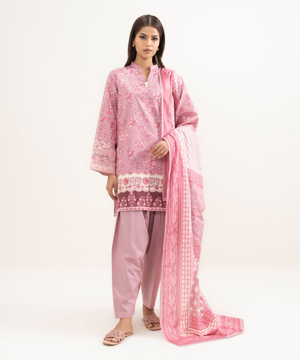 Women's RTW Cambric Embroidered Pink Straight Shirt