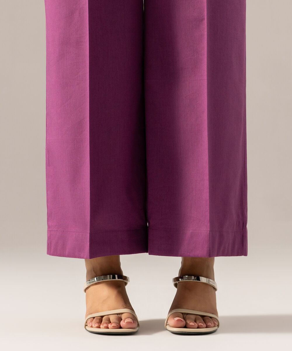 Women's RTW Solid Purple Cotton Viscose Culottes