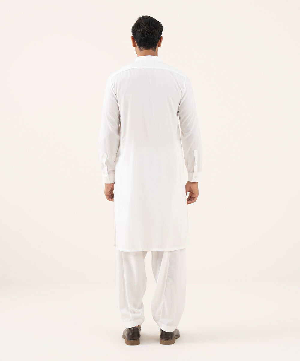 Men's Falak Plain Off-White Kurta Shalwar