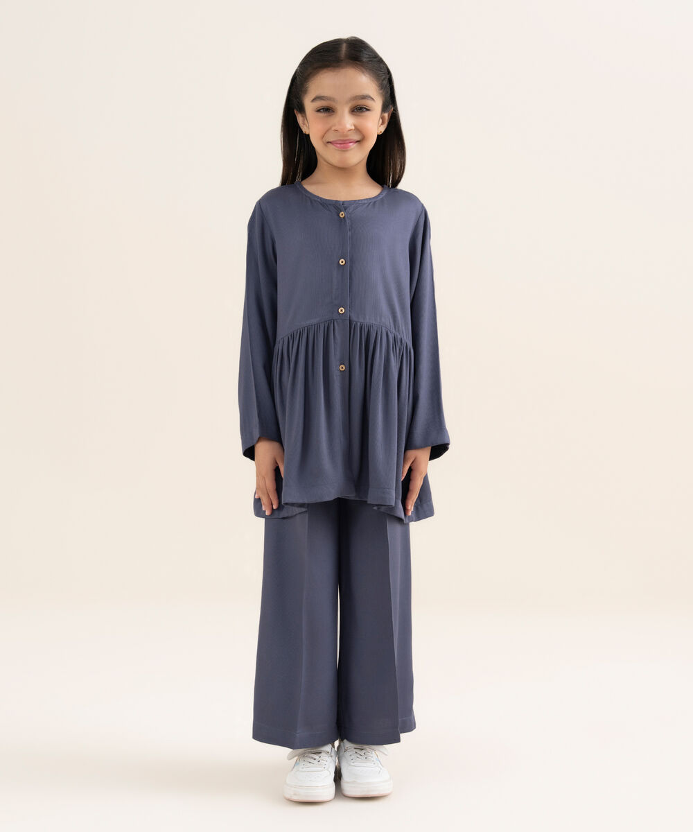 Girl's Bedford Solid Dark Grey 2 Piece Set