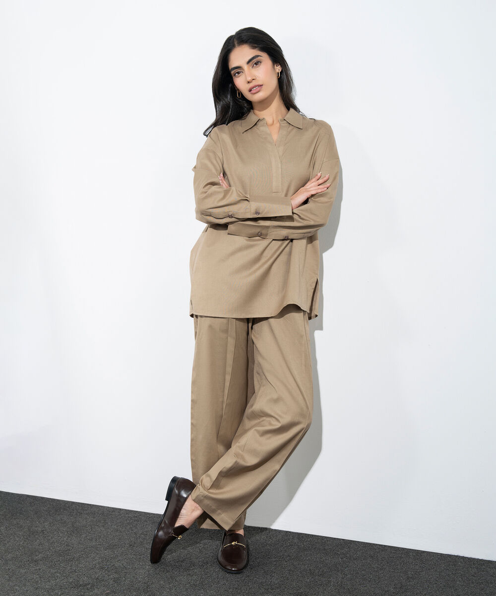 Women's Western Sand Loose-Fit Linen Blend Tunic