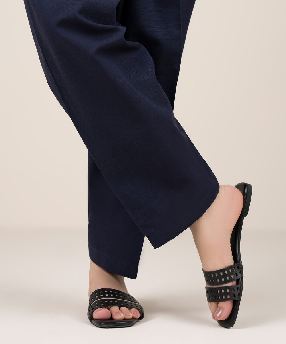 Women's RTW Khaddar Solid Blue Shalwar