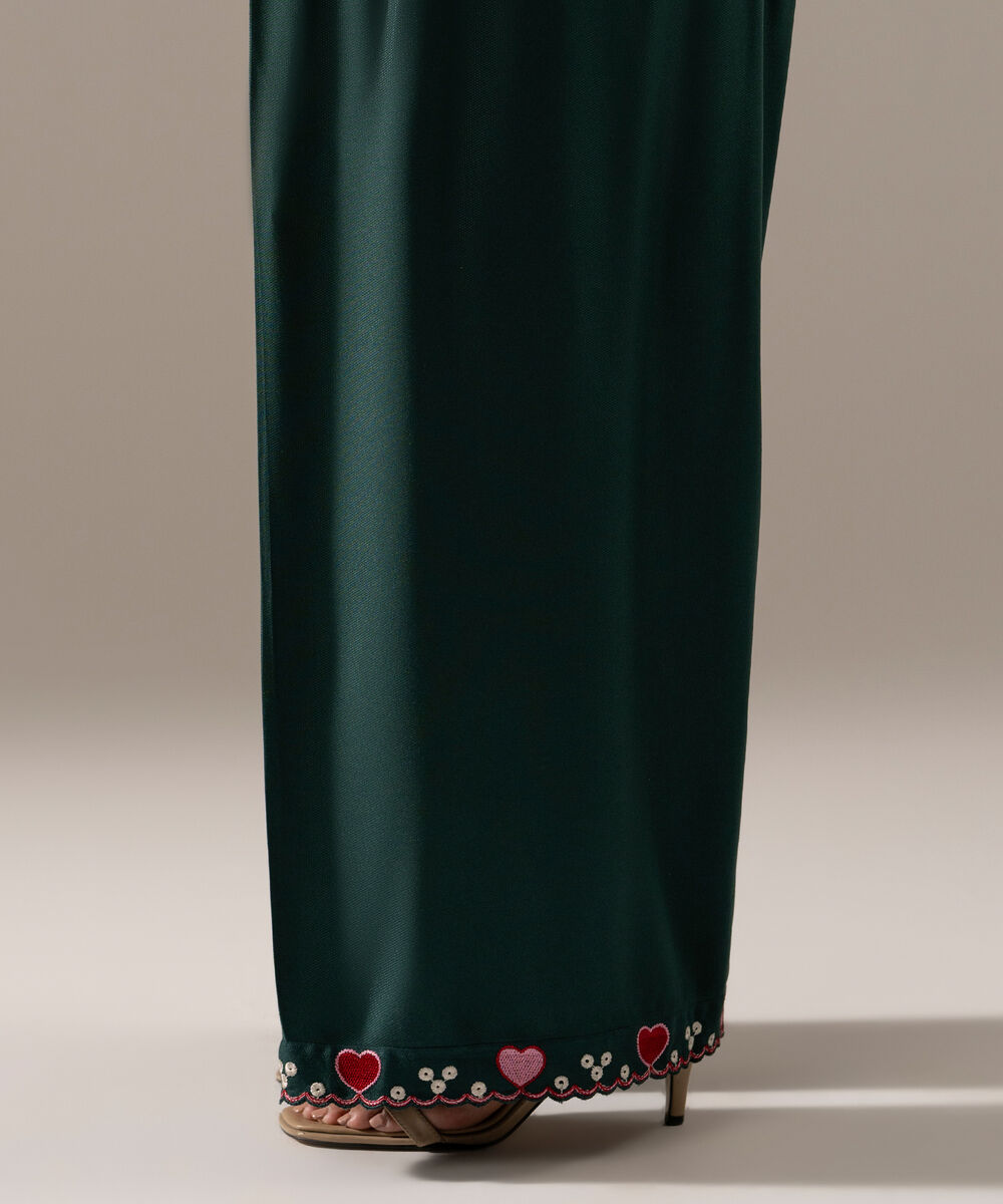 Women's RTW Bedford Embroidered Green Farshi Shalwar