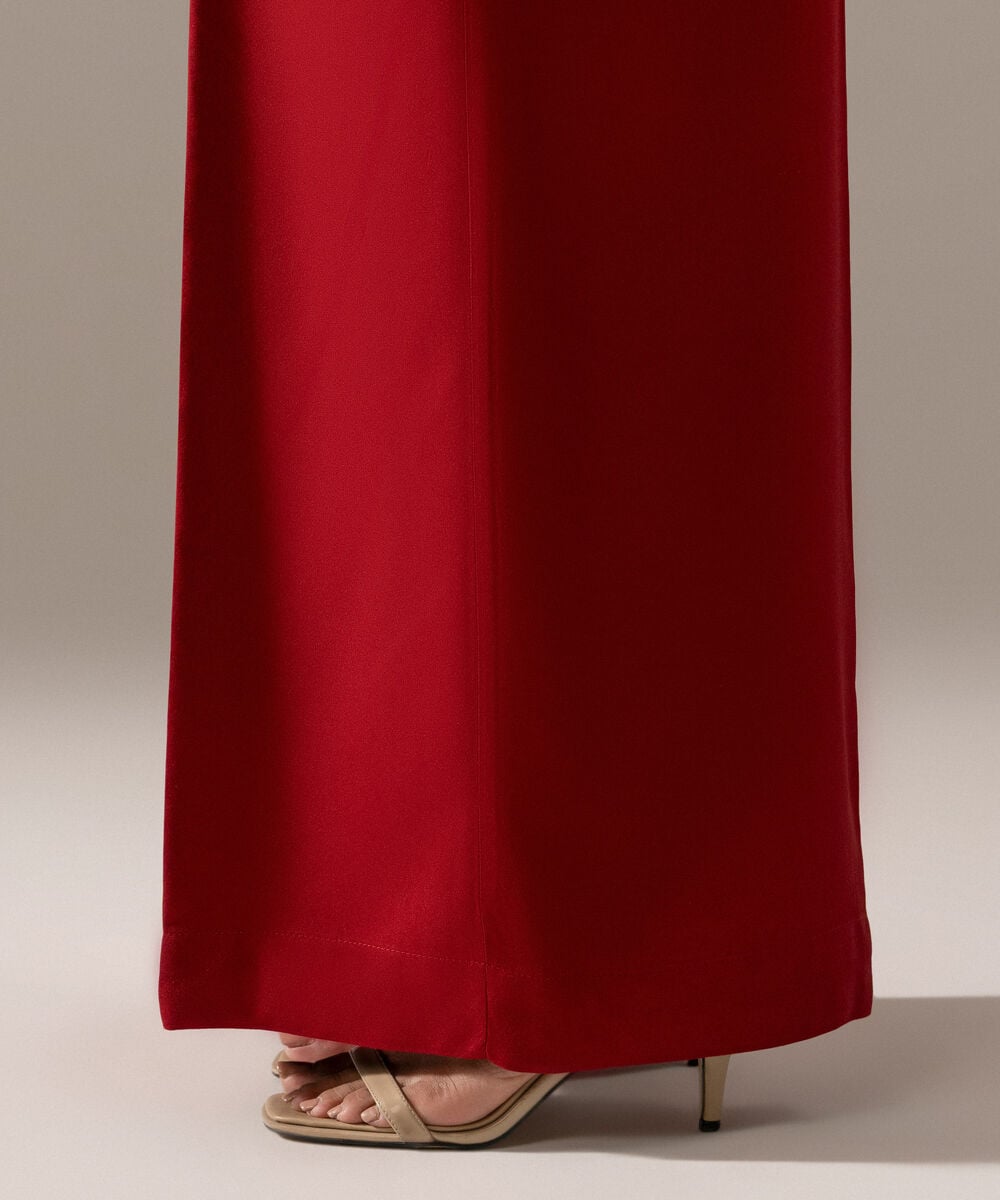 Women's RTW Viscose Marina Solid Maroon Flared Pants
