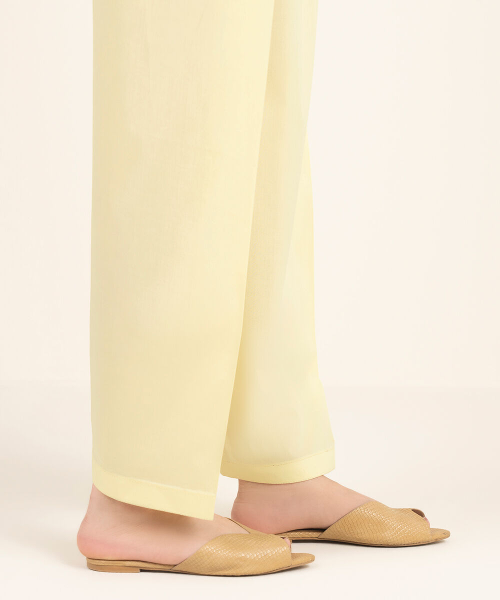 Women's RTW Cambric Solid Yellow Shalwar
