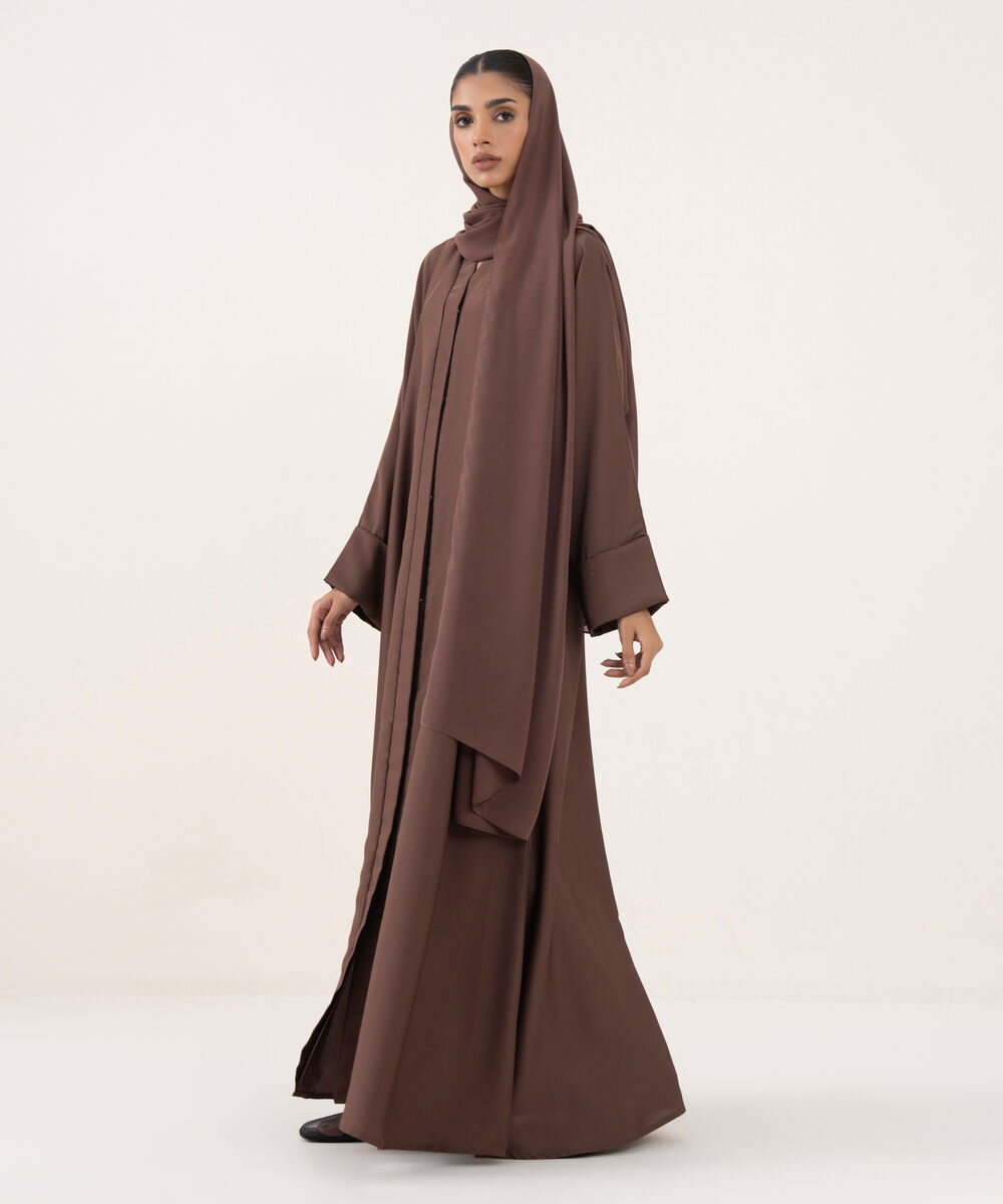 Women's Mauve Polyester Abaya
