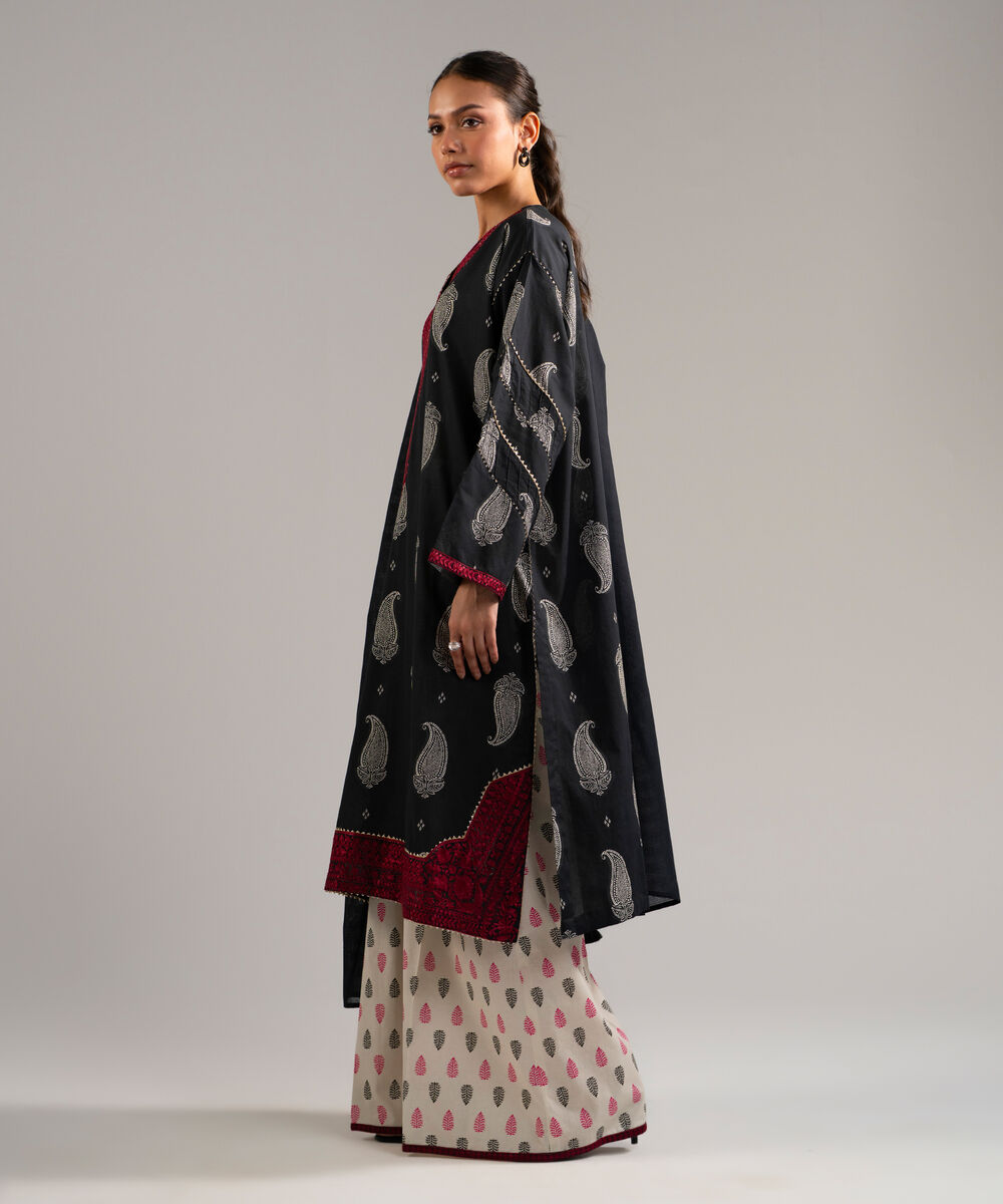 Women's RTW Lawn Embroidered Black 3 Piece Suit