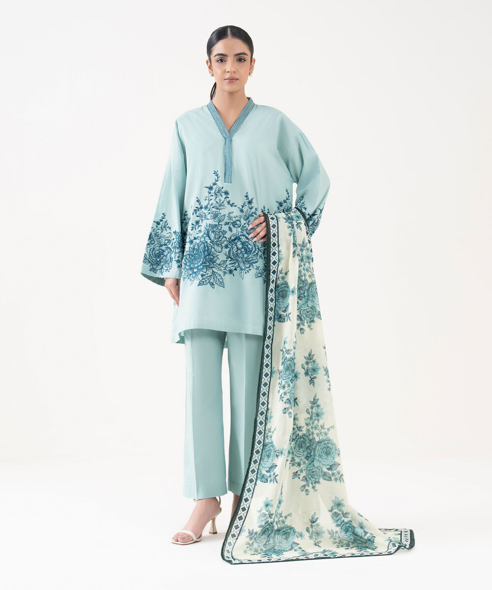 Fine Volie Beige Printed Dupatta