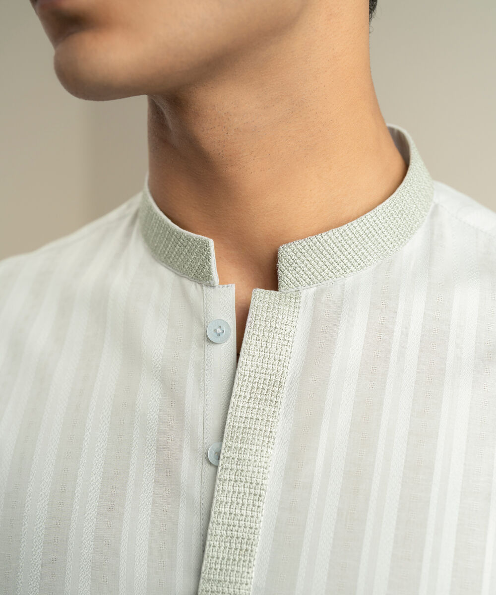 Men's light grey Leno Jacquard Kurta