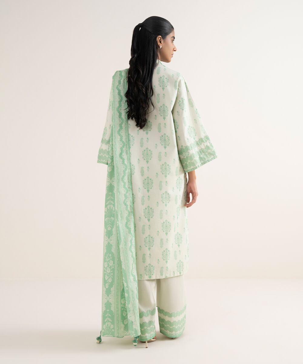Women's Unstitched Lawn Printed Green 2 Piece Suit