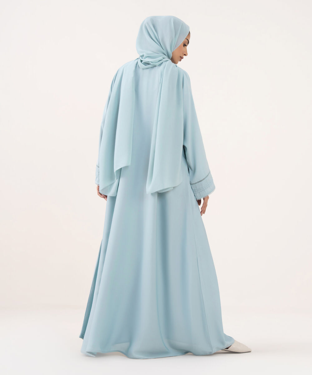 Women's Sky Blue Polyester Abaya