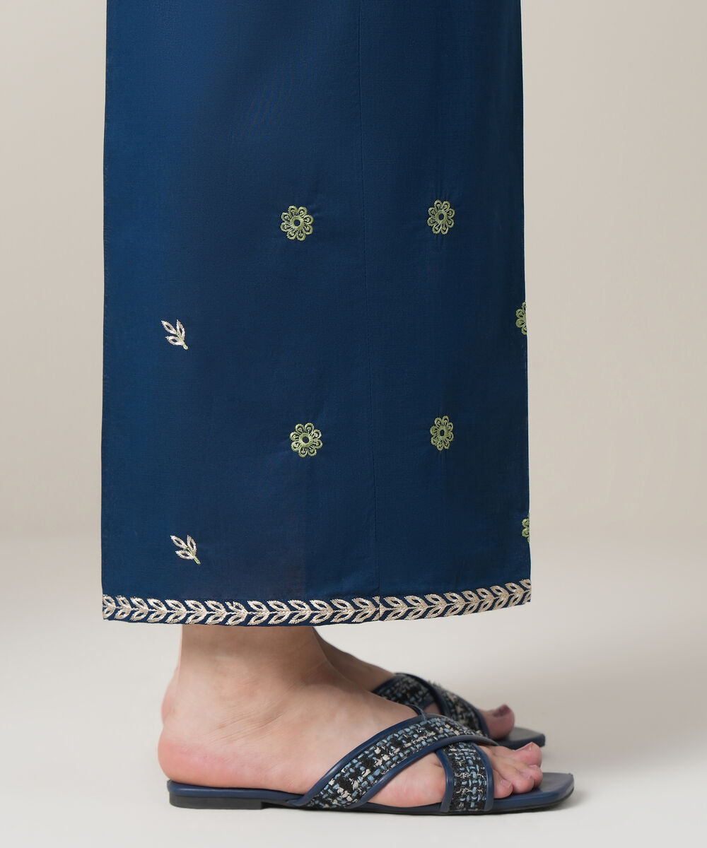 Women's RTW Cross Hatch Blue Embroidered Trousers