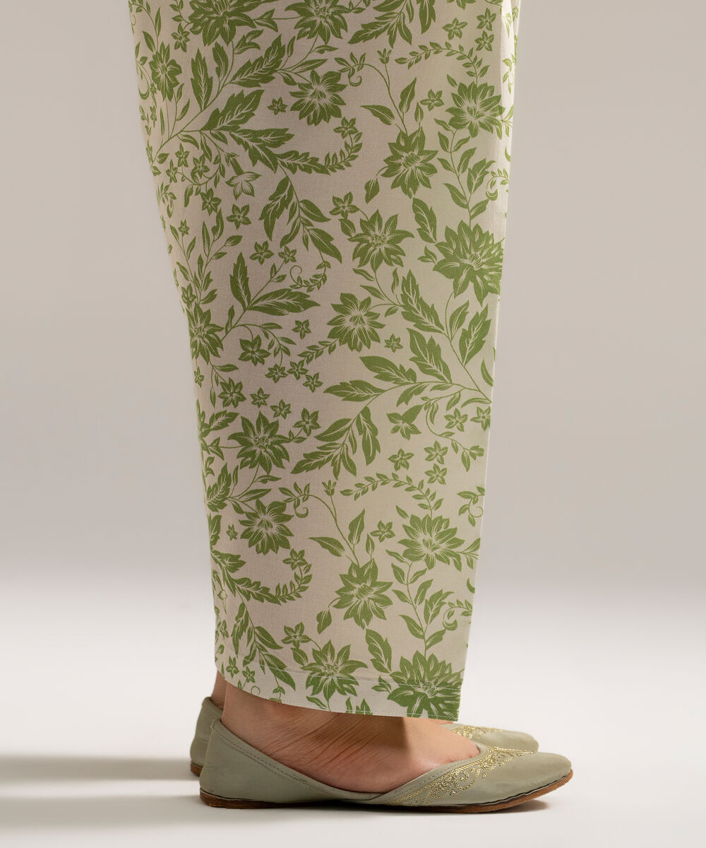 Women's RTW Cambric Printed Off White Shalwar