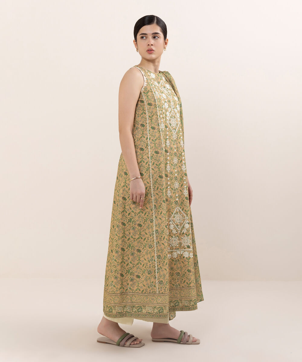 Women's Unstitched Cotton Embroidered Multi Two Piece Suit