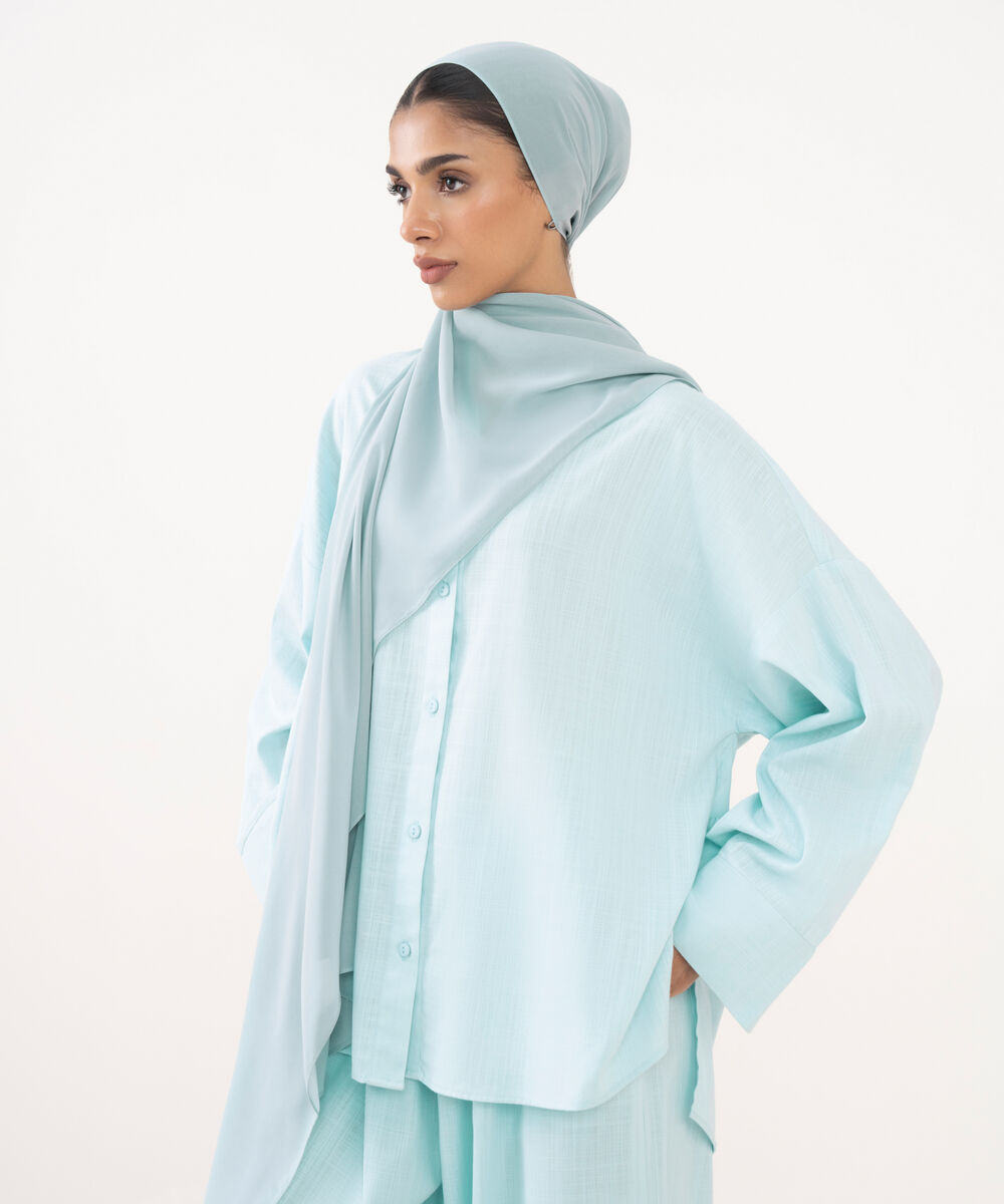 Women's Blue Viscose Modest Wear Top