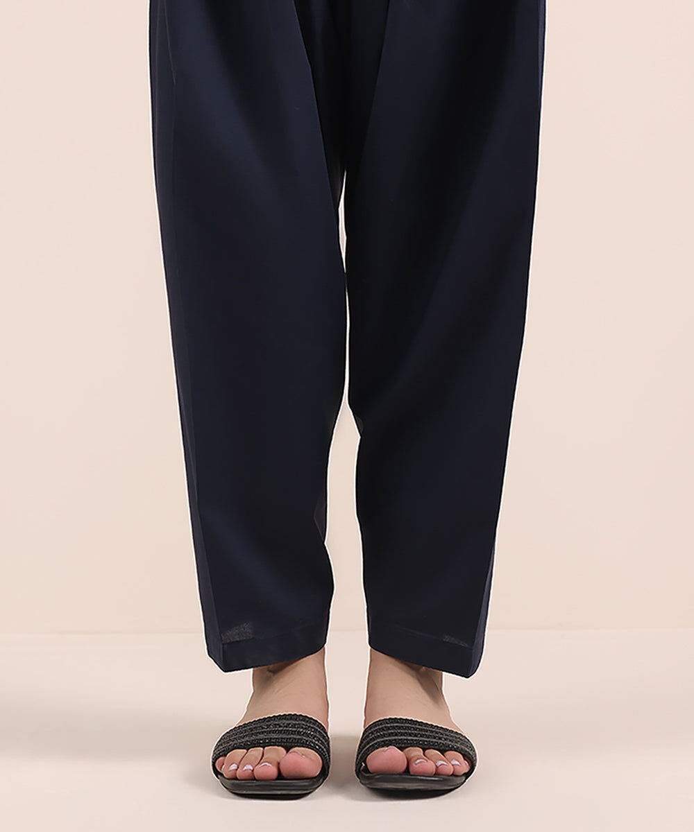 Woman - Blue Solid Cambric Shalwar