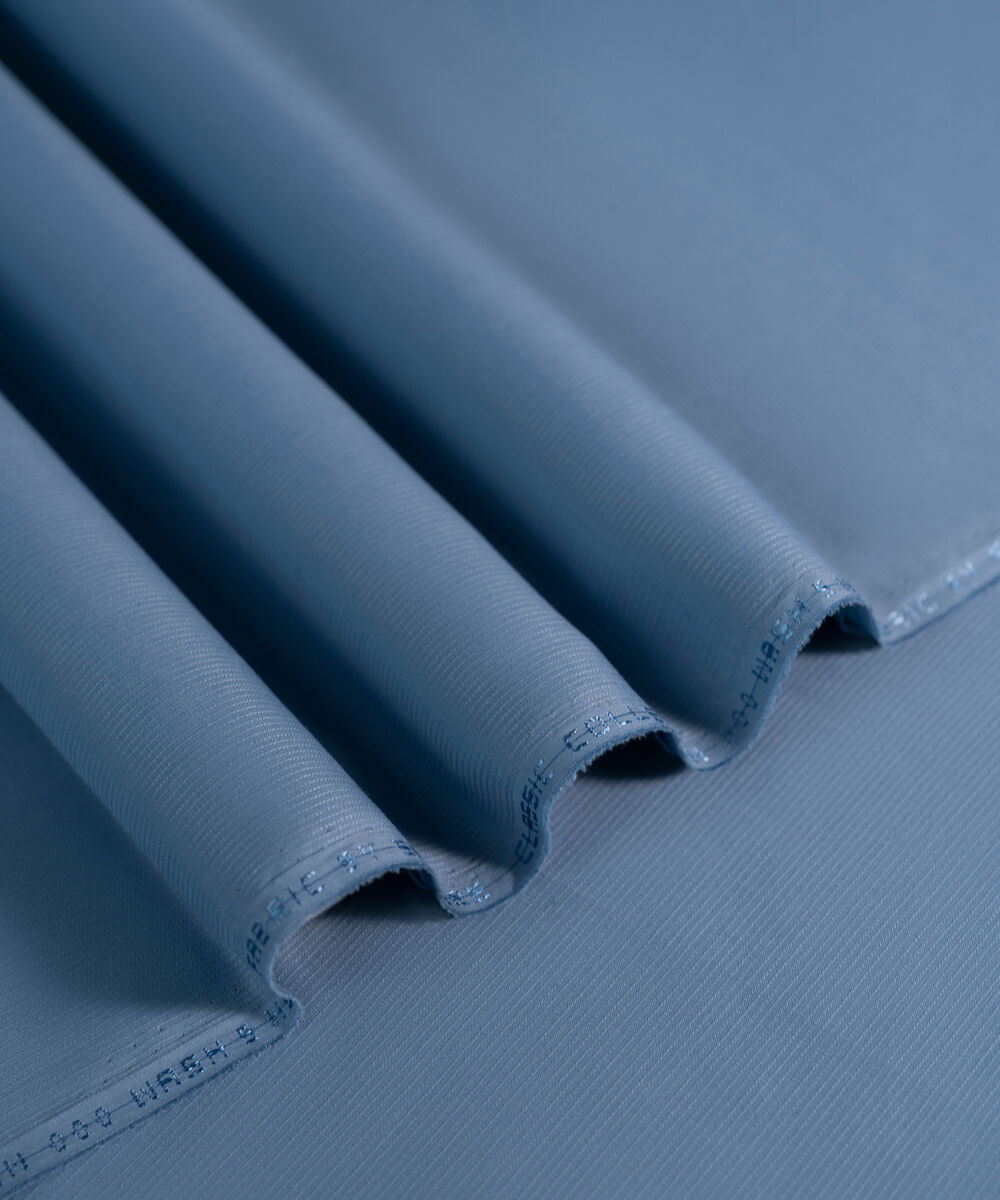 Men's Unstitched 2-Piece Premium Wash & Wear Dobby Medium Blue Suit