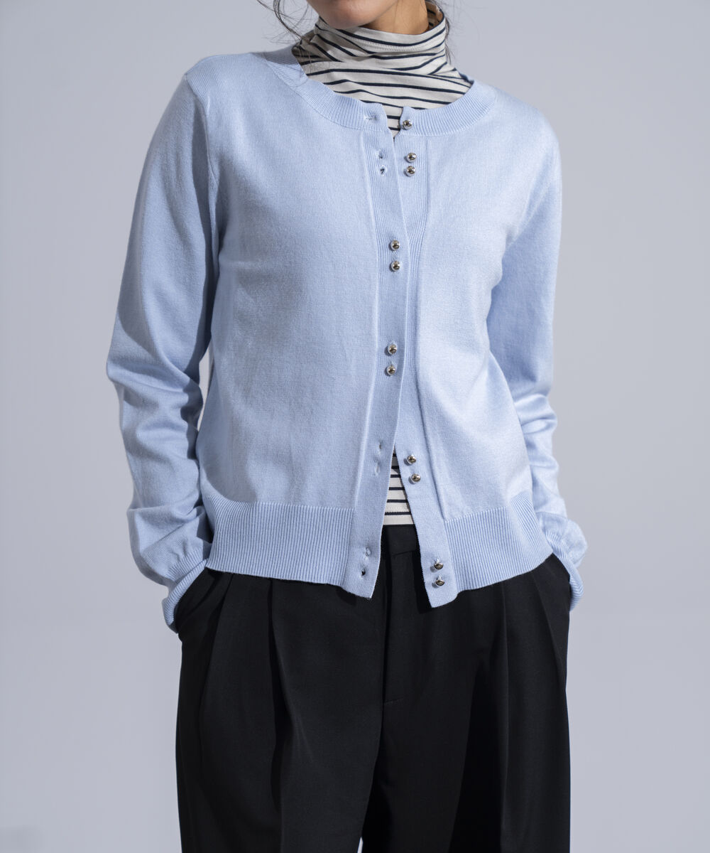 Women's Western Wear Light Blue Round Neck Knit Cardigan