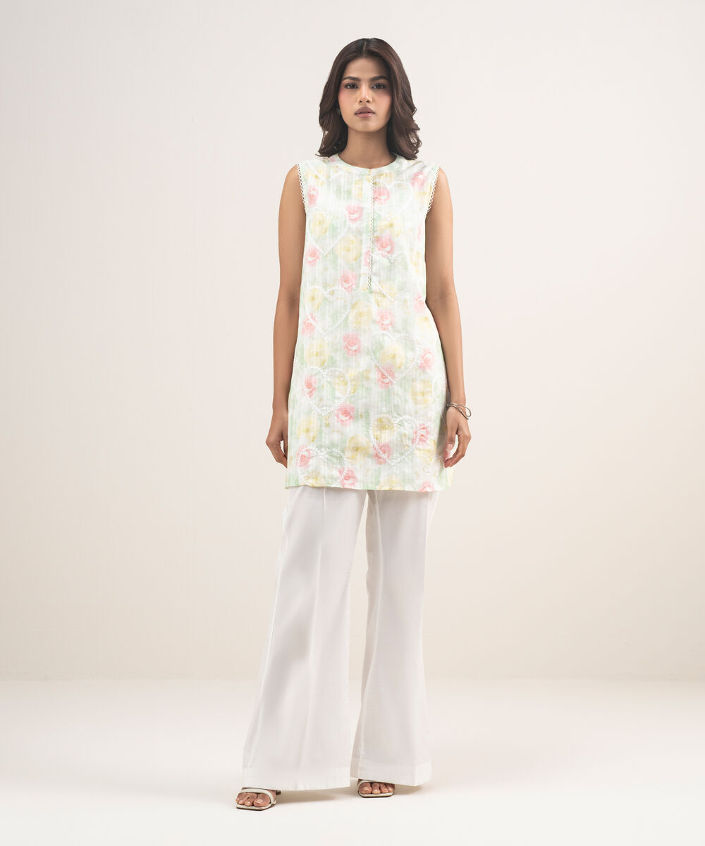 Women's RTW Leno Kara Embroidered White Straight Shirt