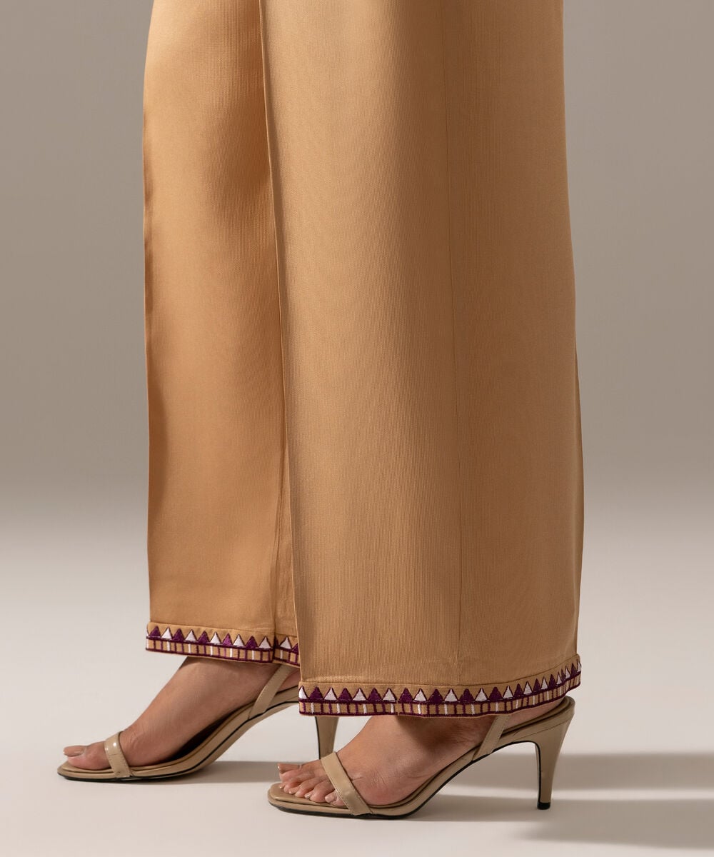 Women's RTW Bedford Solid Dark Beige Shalwar