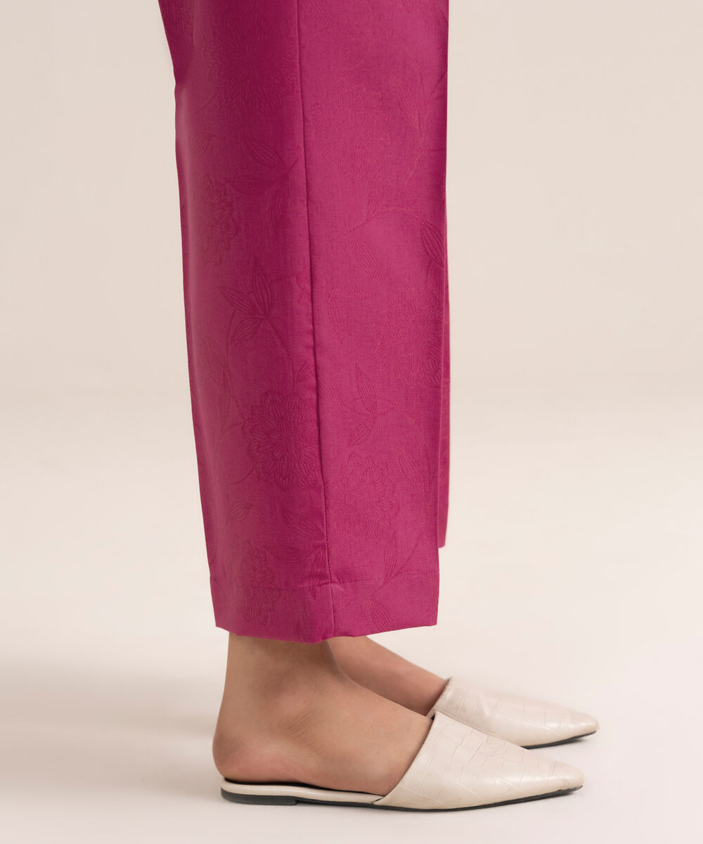 Women's RTW Self Jacquard Leno Solid Pink Culottes