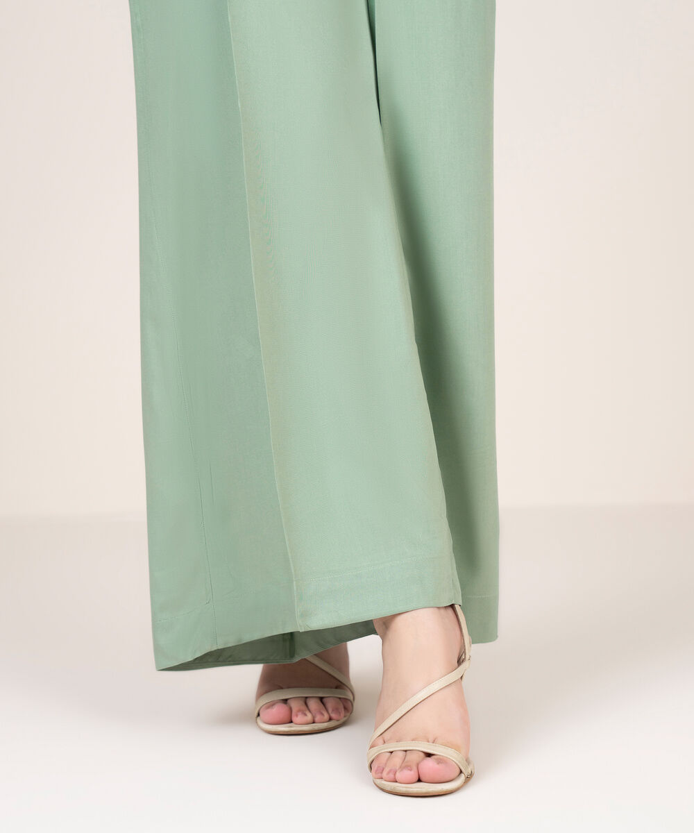 Women's RTW Khaddar Solid Grey Flared Pants