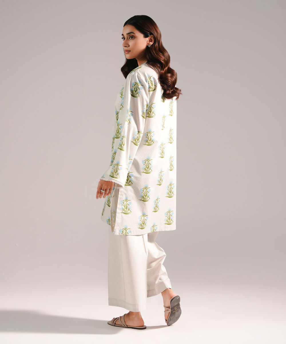 Women's RTW Lawn Printed Grey Straight Shirt