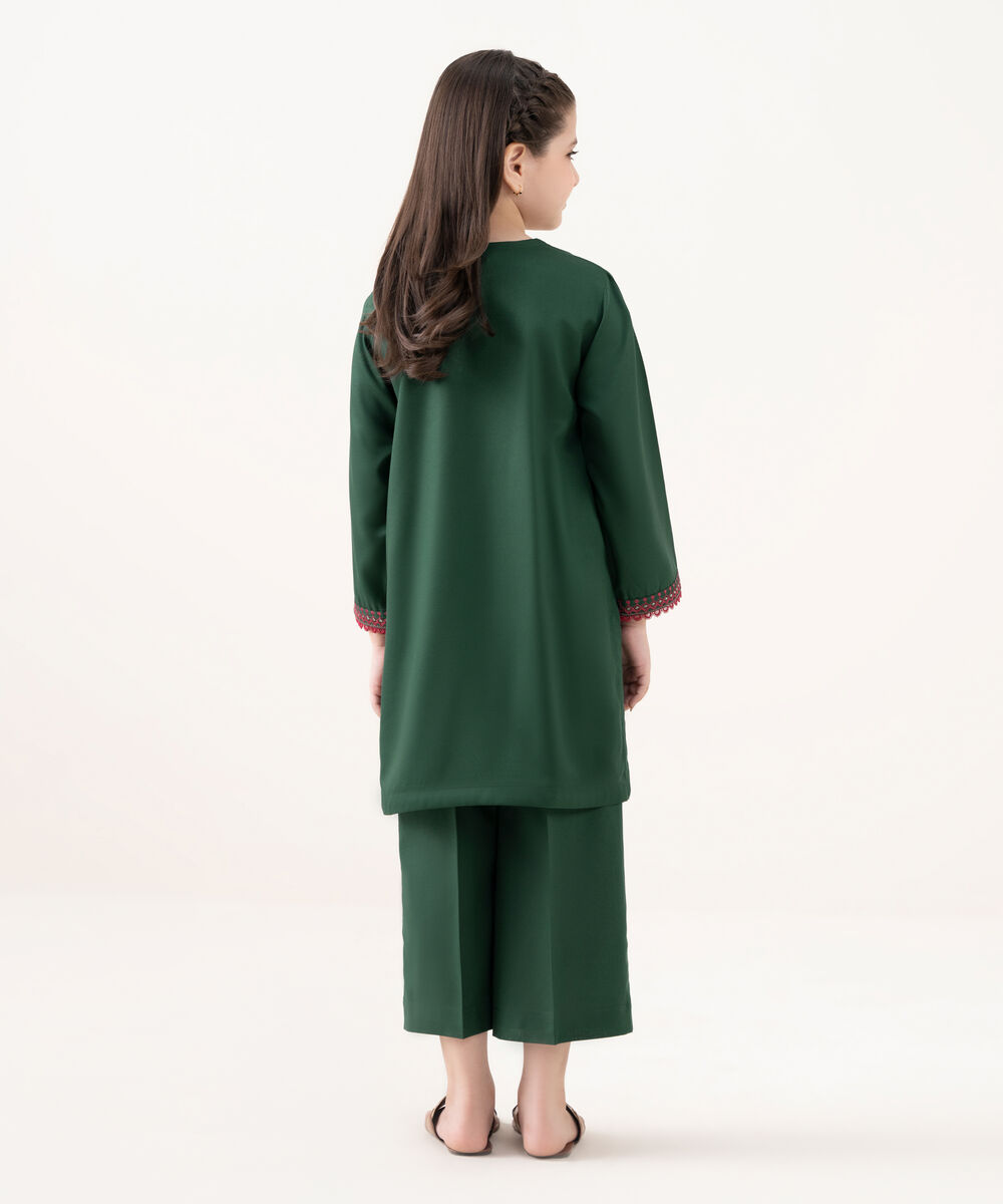 Girls Viscose Marina Green Dyed Kidswear Shirt and Trousers