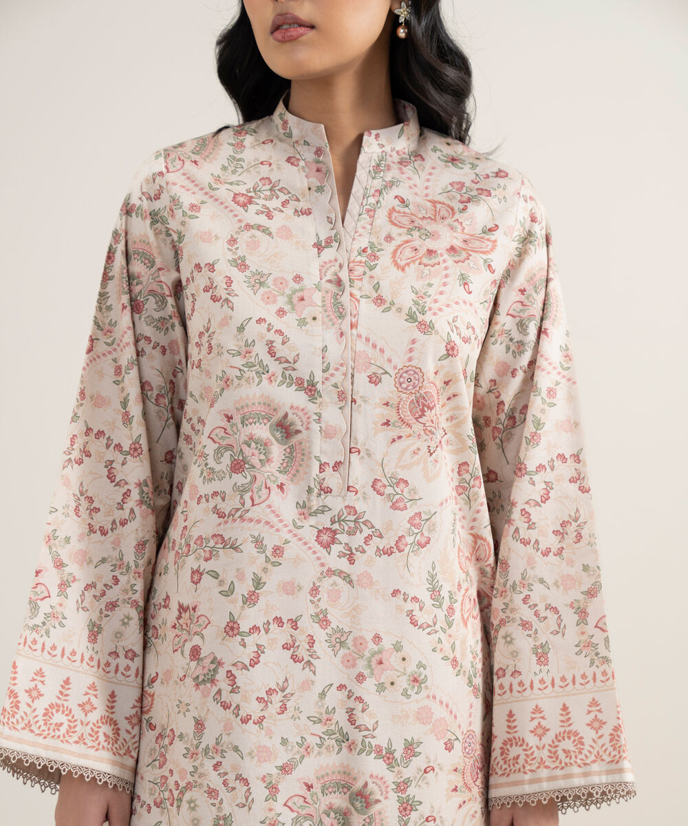 Women's Unstitched Lawn Printed Tea Pink 2 Piece Suit
