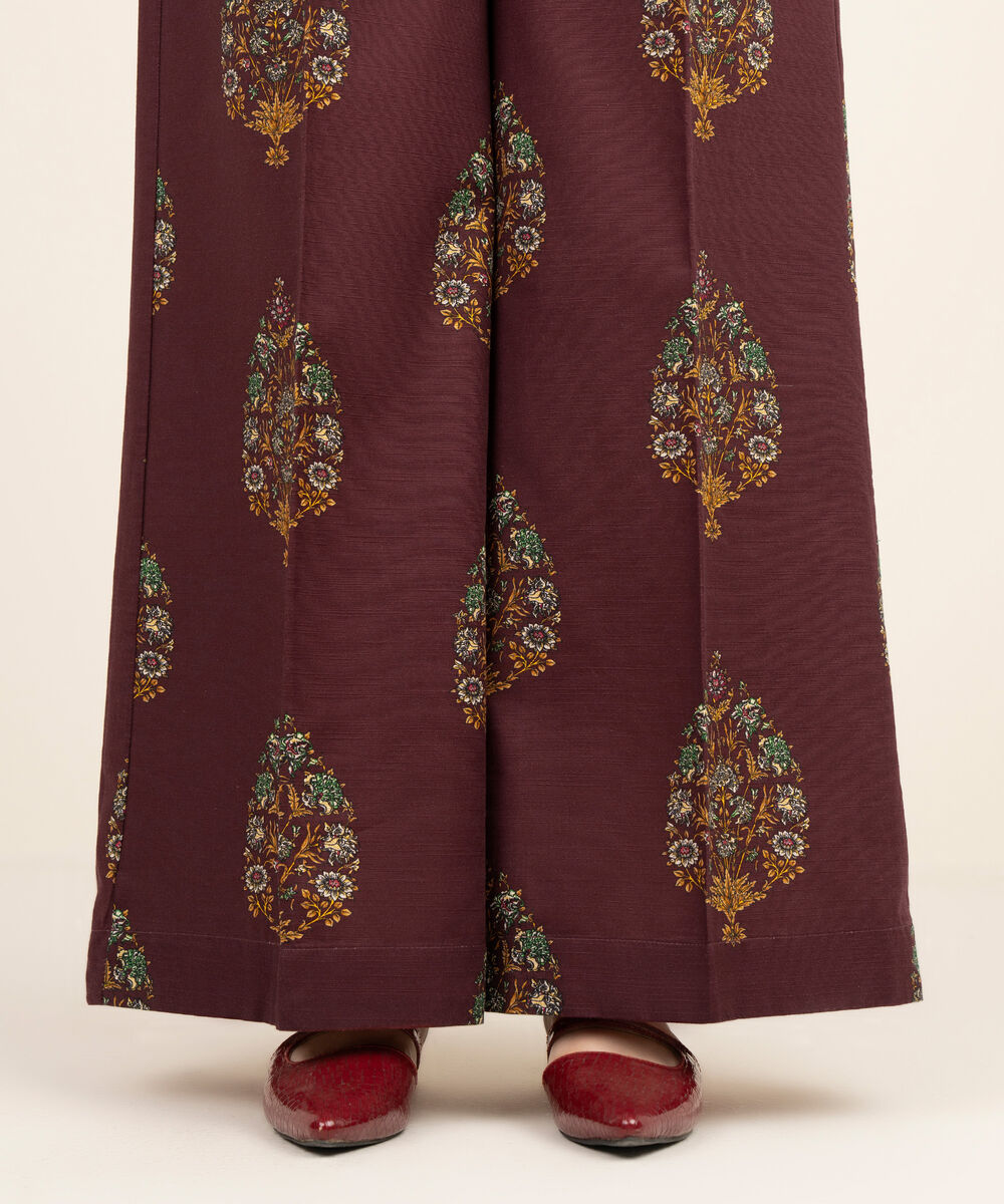 Women's RTW Cambric Red Printed Flared Pants