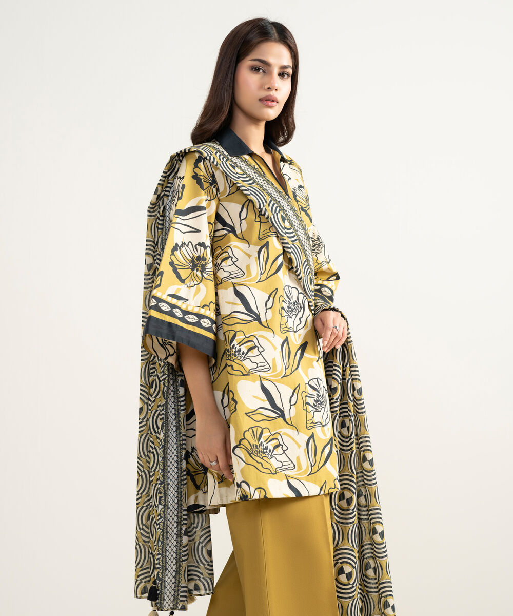 Women's Unstitched Lawn Printed Multi 3 Piece Suit