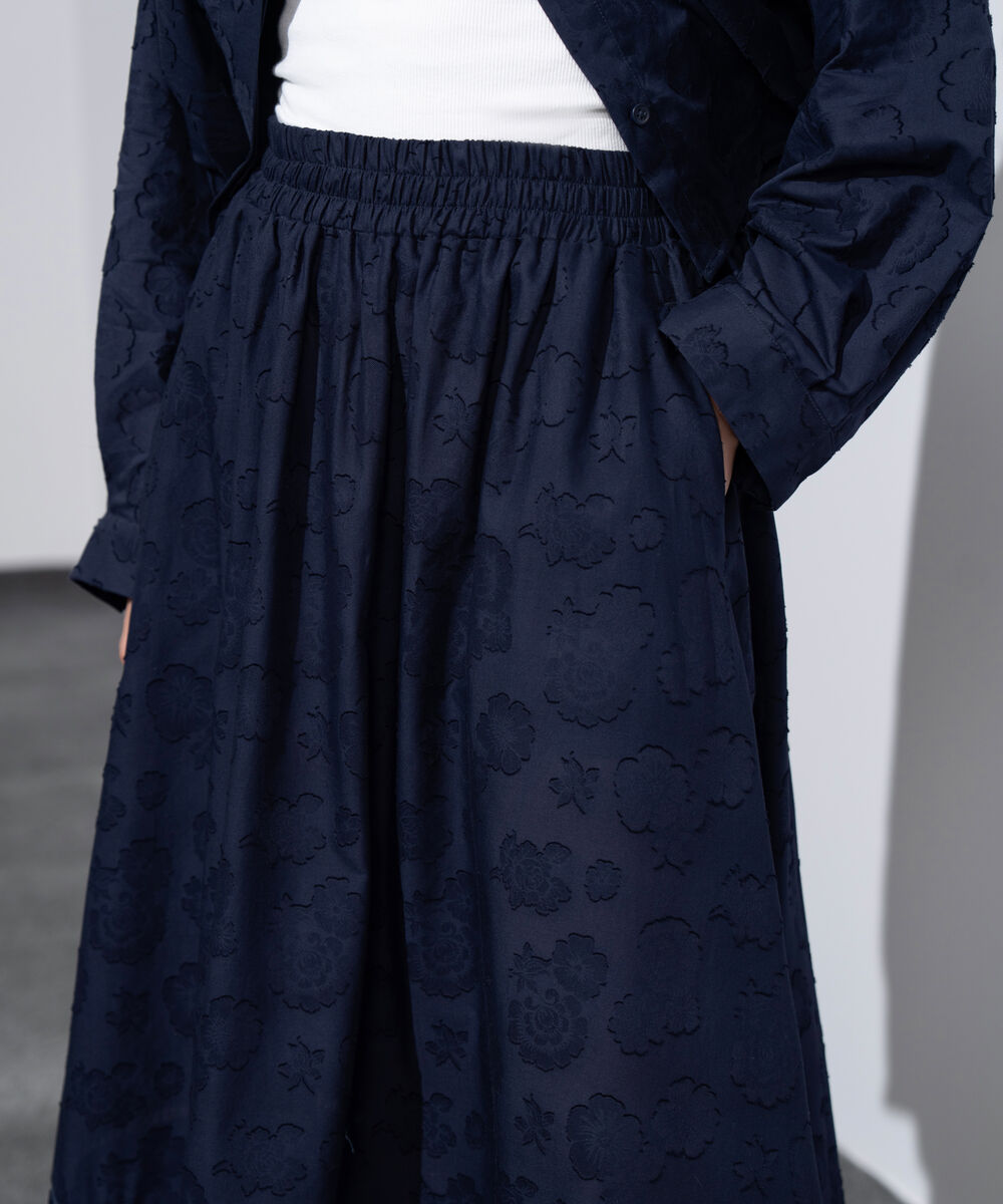 Women's Western Navy Flared Skirt With Panels Details