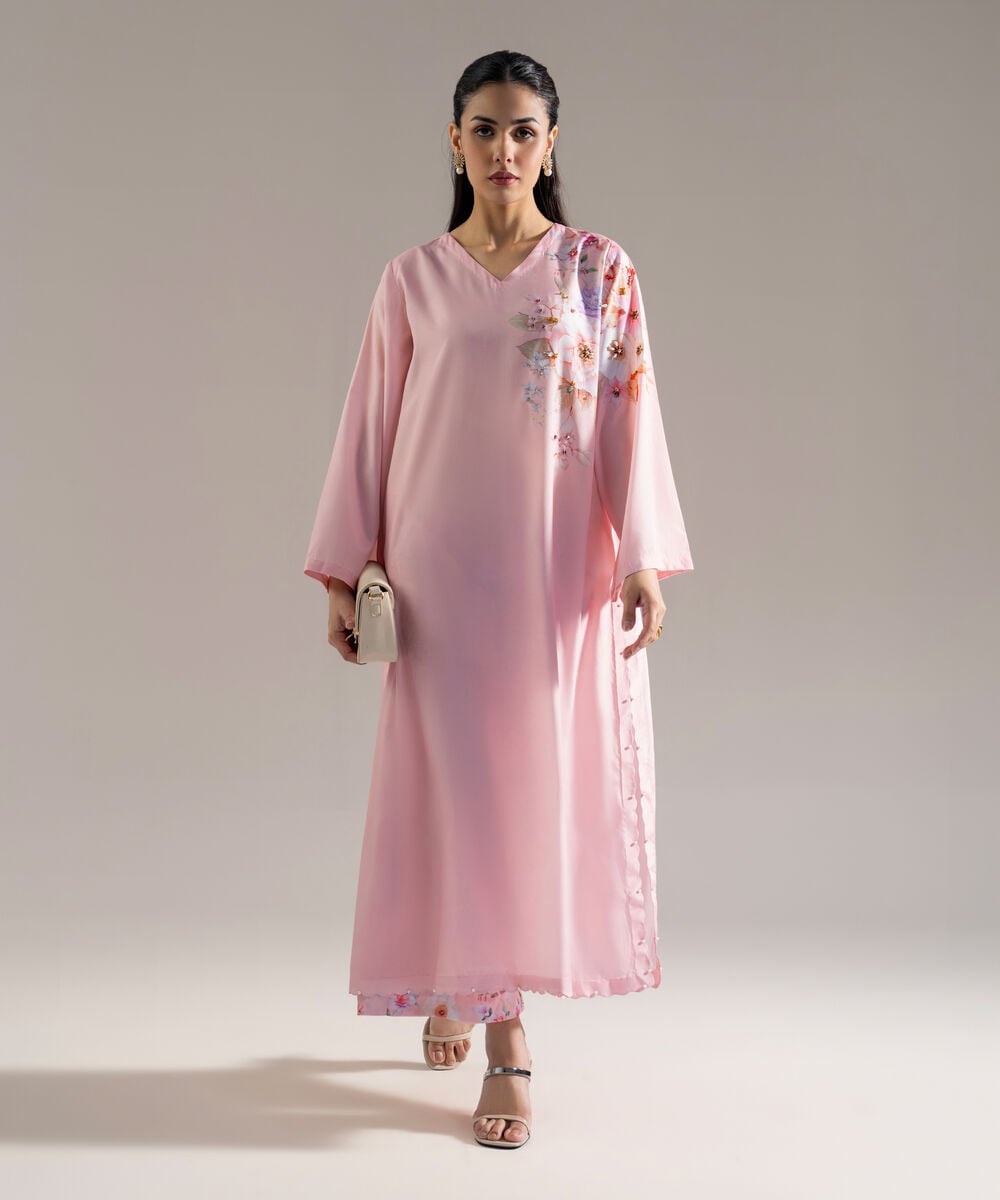 Women's RTW Printed Pink Blended Grip 2 Piece Suit