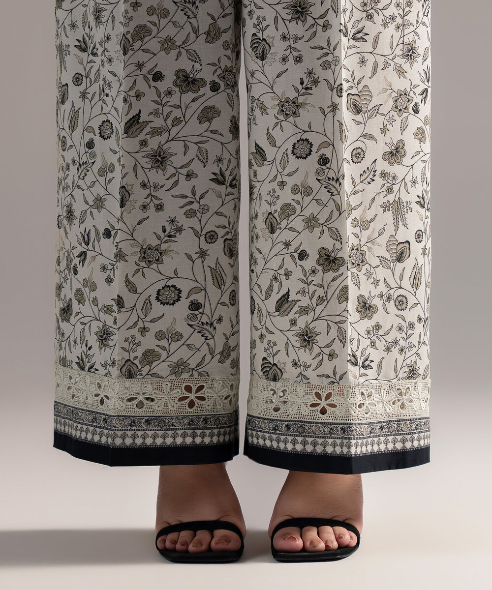 Women's RTW Cambric Printed White Culottes