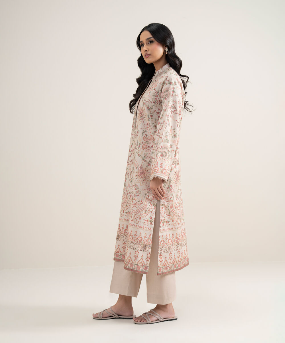 Women's Unstitched Lawn Printed Tea Pink 2 Piece Suit