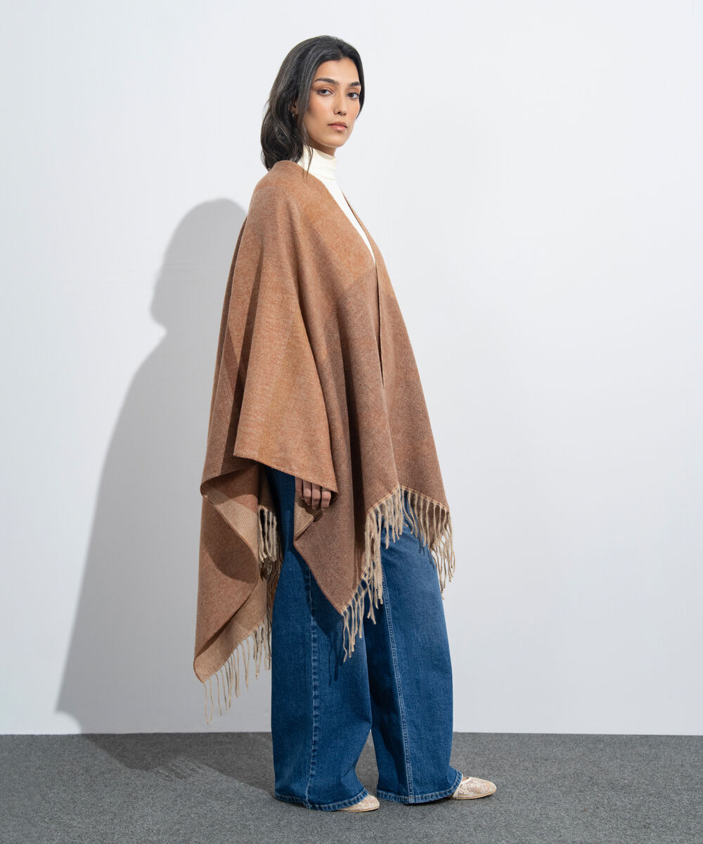 Women's Western Wear Light Brown Cape Shawl