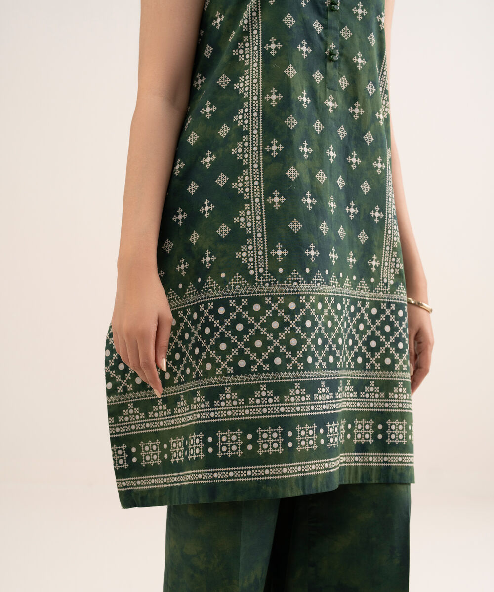 Women's Unstitched Lawn Printed Green 3 Piece Suit