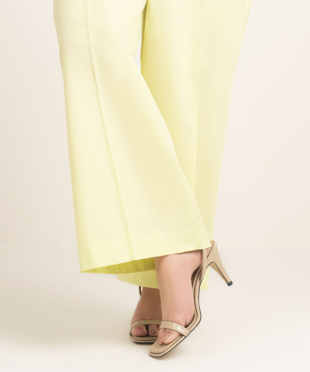 Women's RTW Cambric Solid Yellow Culottes